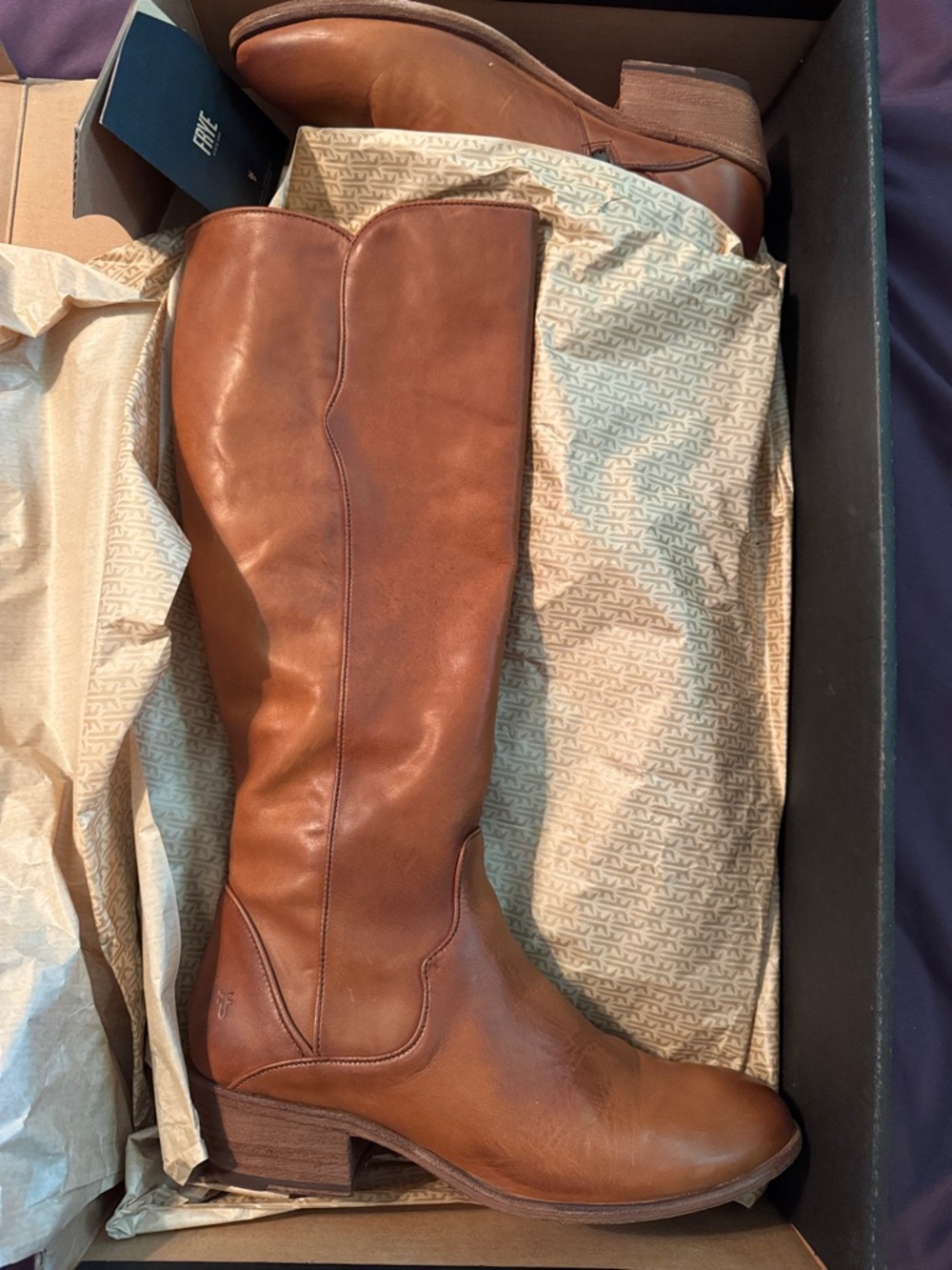 Frye Carson Piping Tall Brown Leather Boots